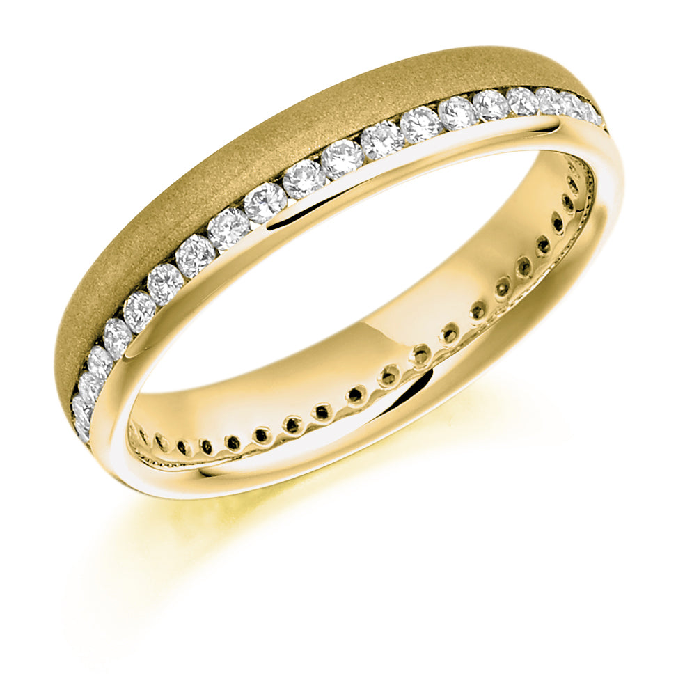 Offset Channel-Set Diamond Full Eternity Ring, 0.51ct in Yellow Gold
