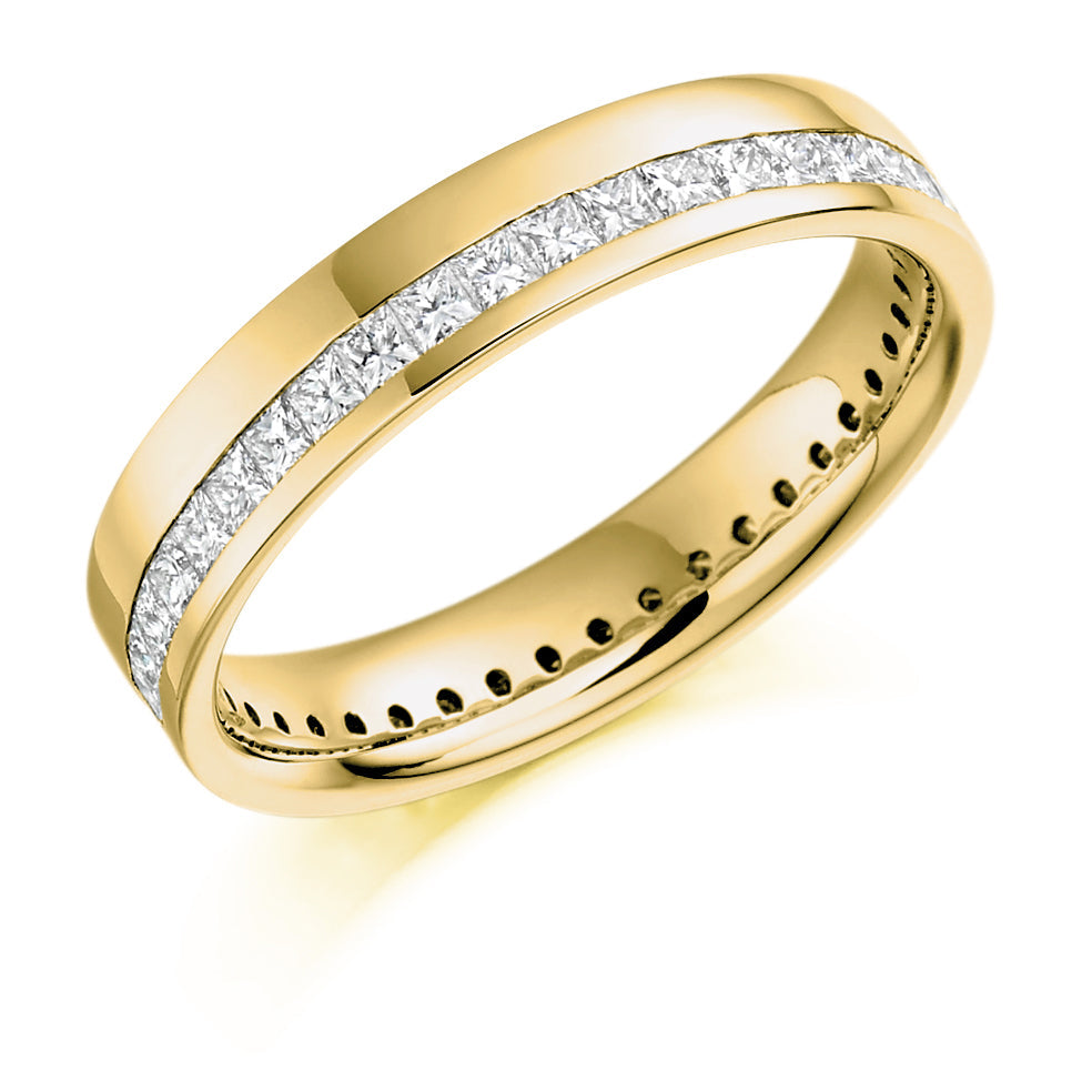 Offset Channel-Set Diamond Full Eternity Ring, 1.0ct in Yellow Gold