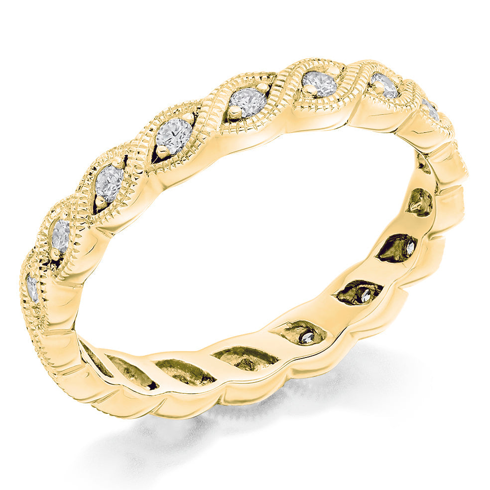Claw-Set Diamond Full Eternity Ring, 0.35ct in Yellow Gold