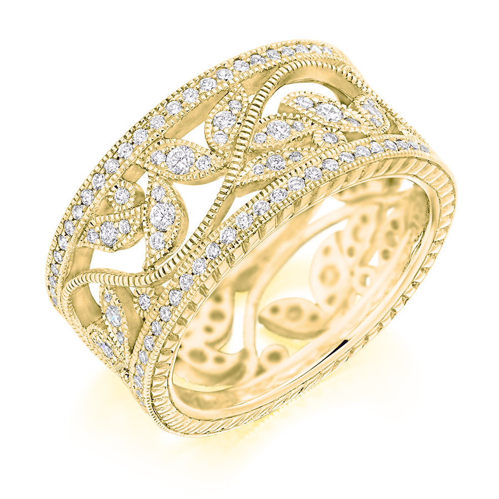 Milgrain Grain-Set Full Eternity Ring, 1.25ct total in Yellow Gold