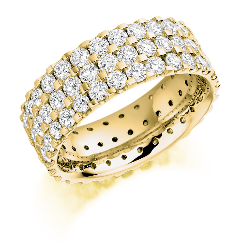 Micro-Pavé Diamond Full Eternity Ring, 3.1ct in Yellow Gold