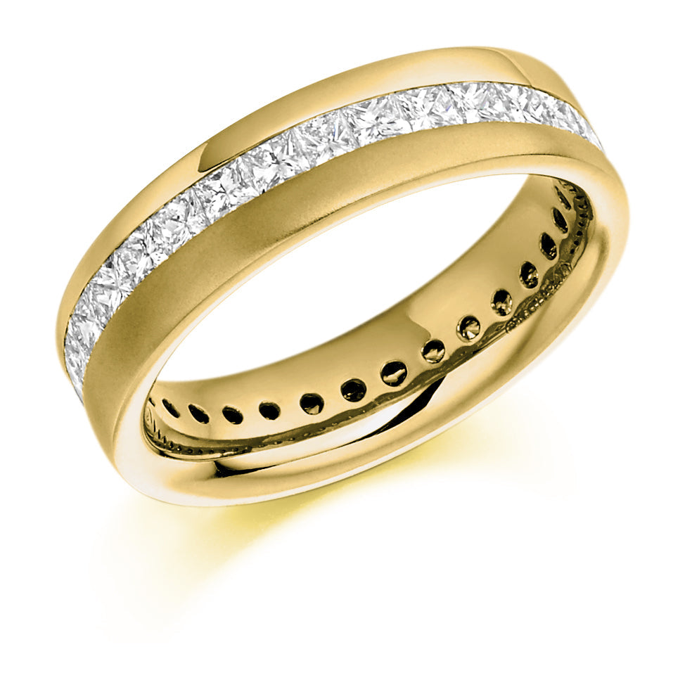 Offset Channel-Set Diamond Full Eternity Ring, 1.5ct in Yellow Gold