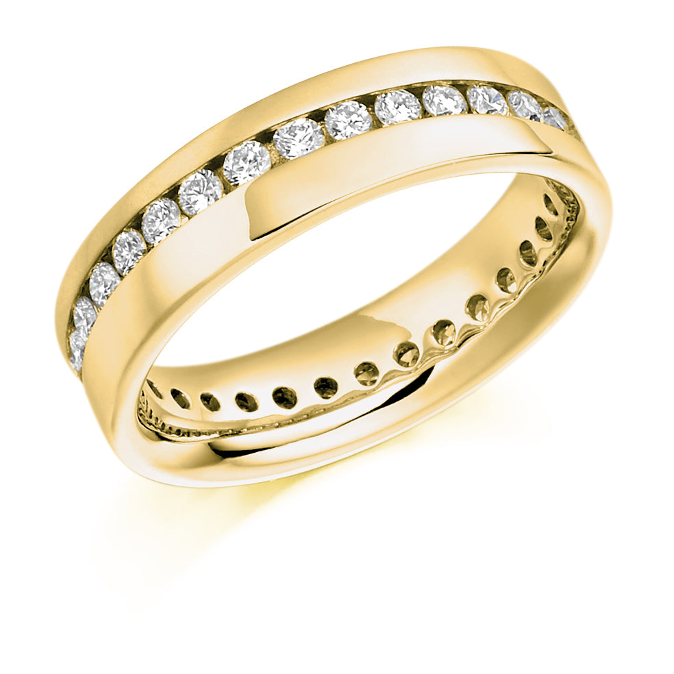 Offset Channel-Set Diamond Full Eternity Ring, 0.77ct in Yellow Gold