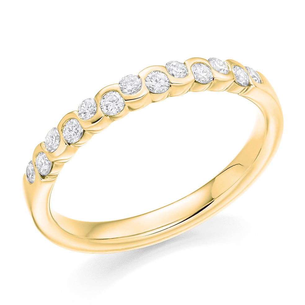 Rubover Half Eternity Ring, 0.33ct total in Yellow Gold