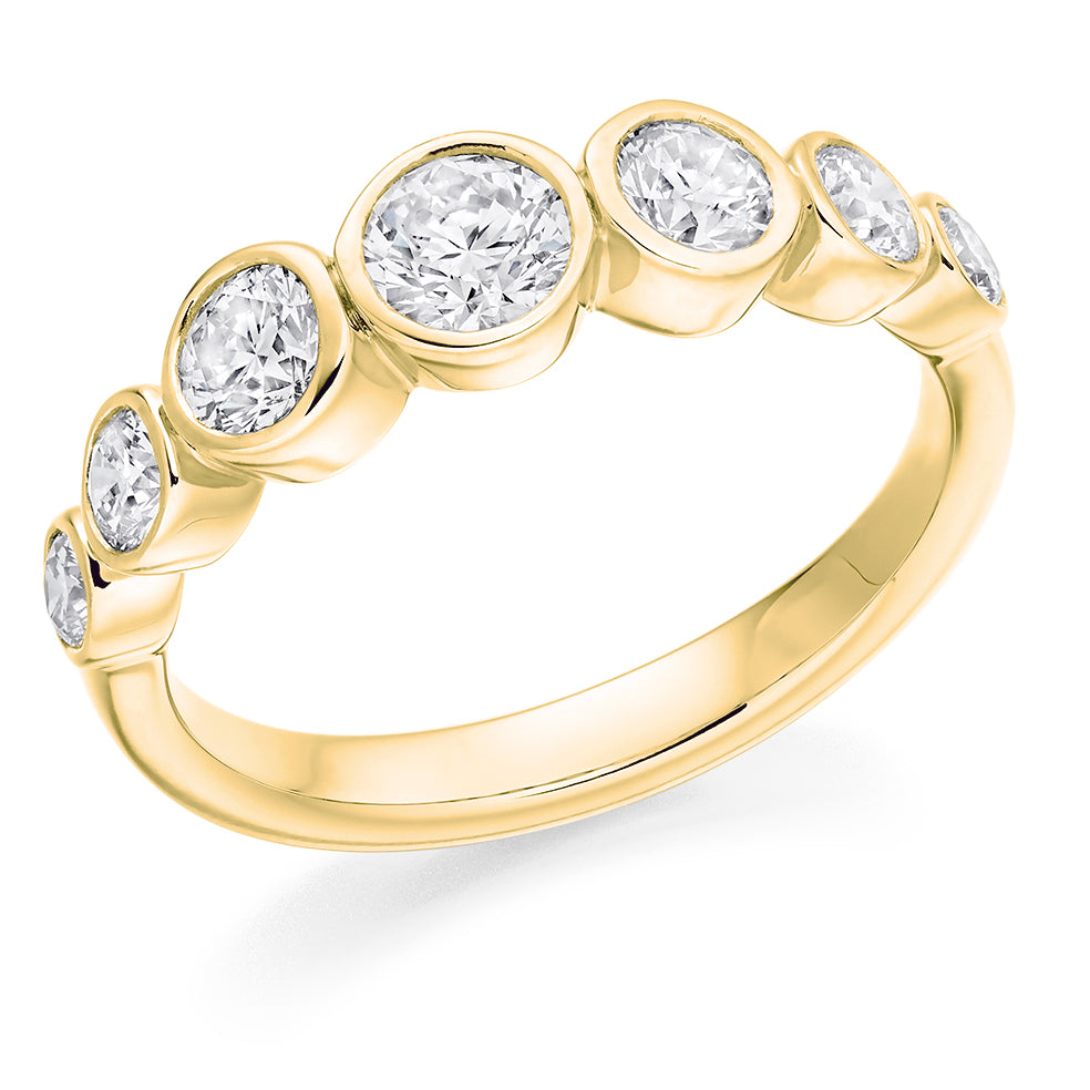 Rubover Half Eternity Ring, 1.1ct total in Yellow Gold