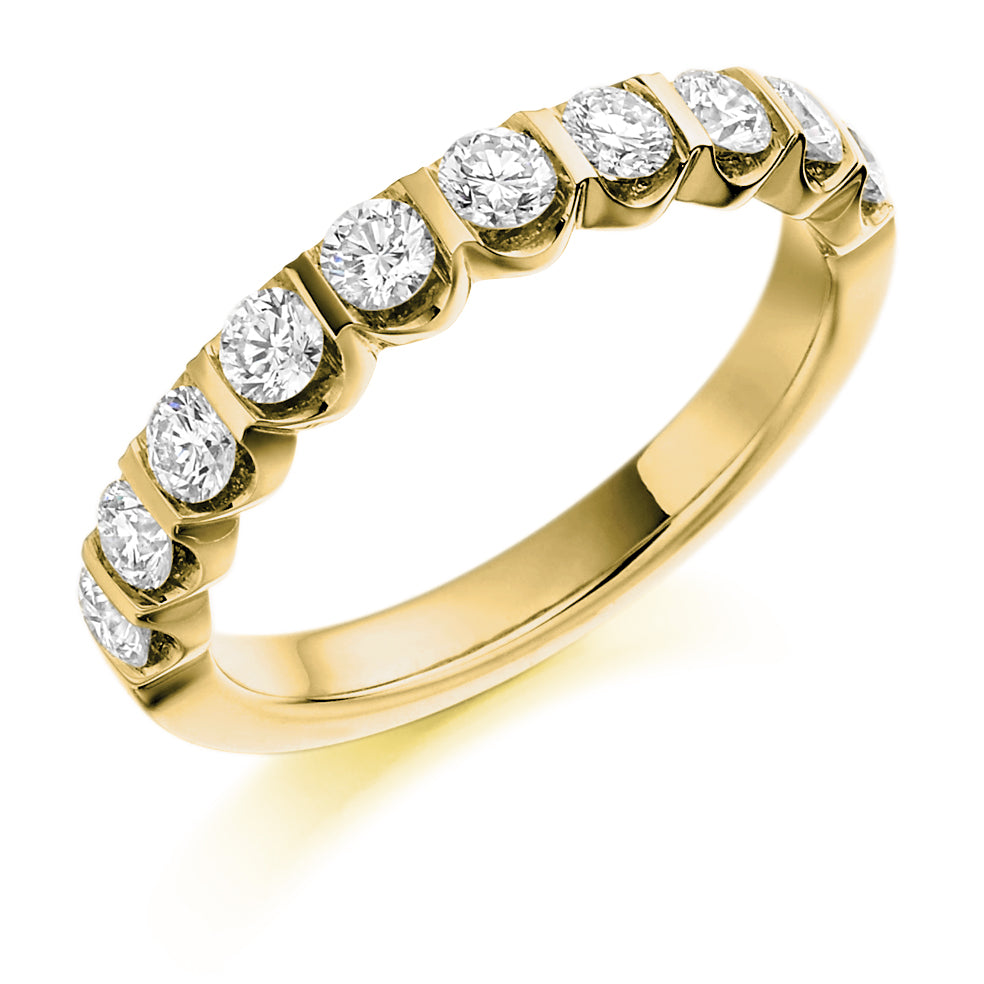 Bar-Set Half Eternity Ring, 0.75ct total (HET1036) in Yellow Gold