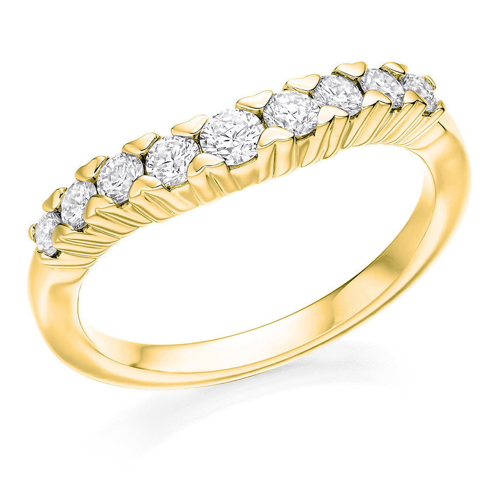 Claw-Set Half Eternity Ring, 0.5ct total (HET10466) in Yellow Gold