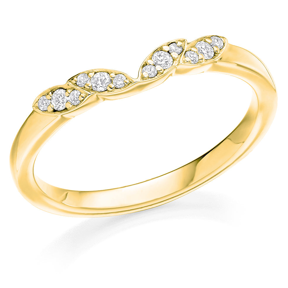 Shaped Grain-Set Half Eternity Ring, 0.12ct total (HET10721) in Yellow Gold