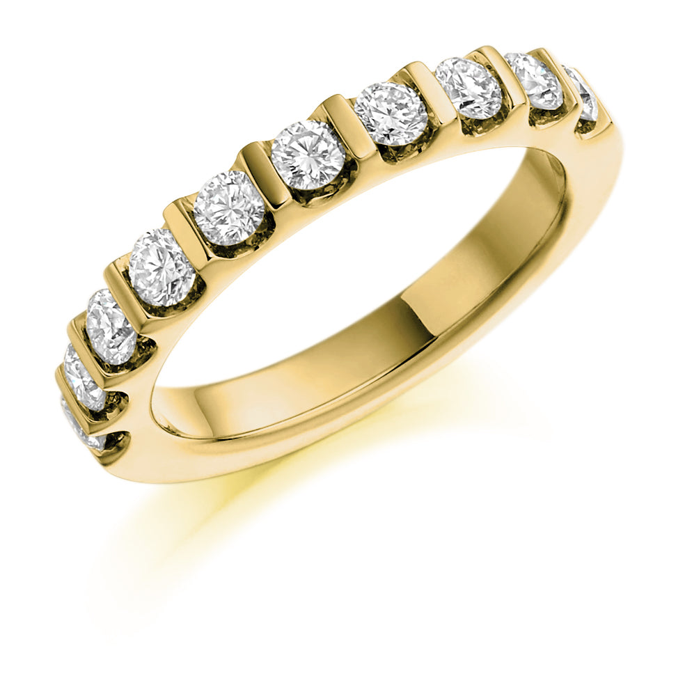 Bar-Set Half Eternity Ring, 0.75ct total (HET1085) in Yellow Gold