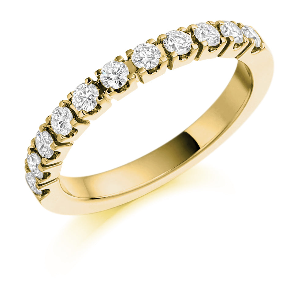 Castle-Claw Half Eternity Ring, 0.5ct total in Yellow Gold