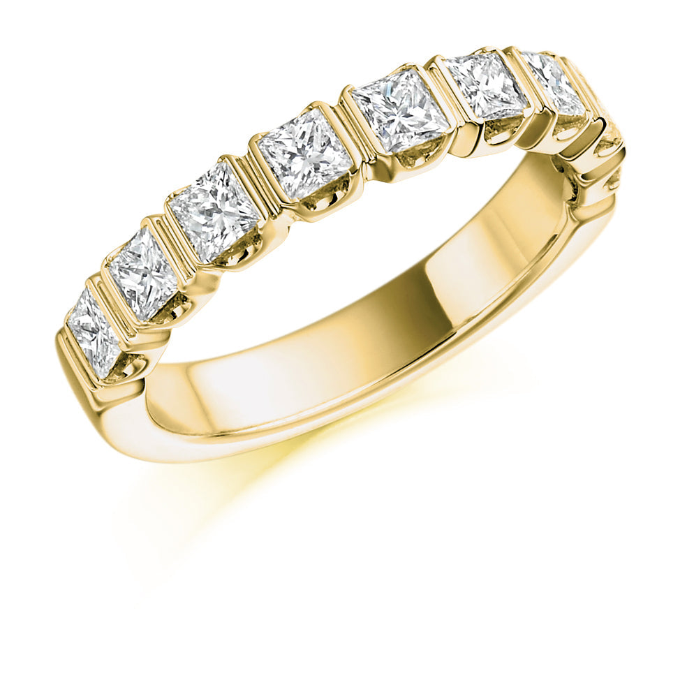 Bar-Set Half Eternity Ring, 1.0ct total (HET1104) in Yellow Gold