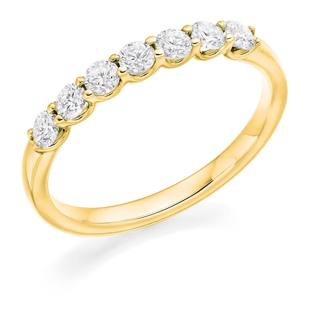 Claw-Set Diamond Half Eternity Ring C, 0.5ct in Yellow Gold
