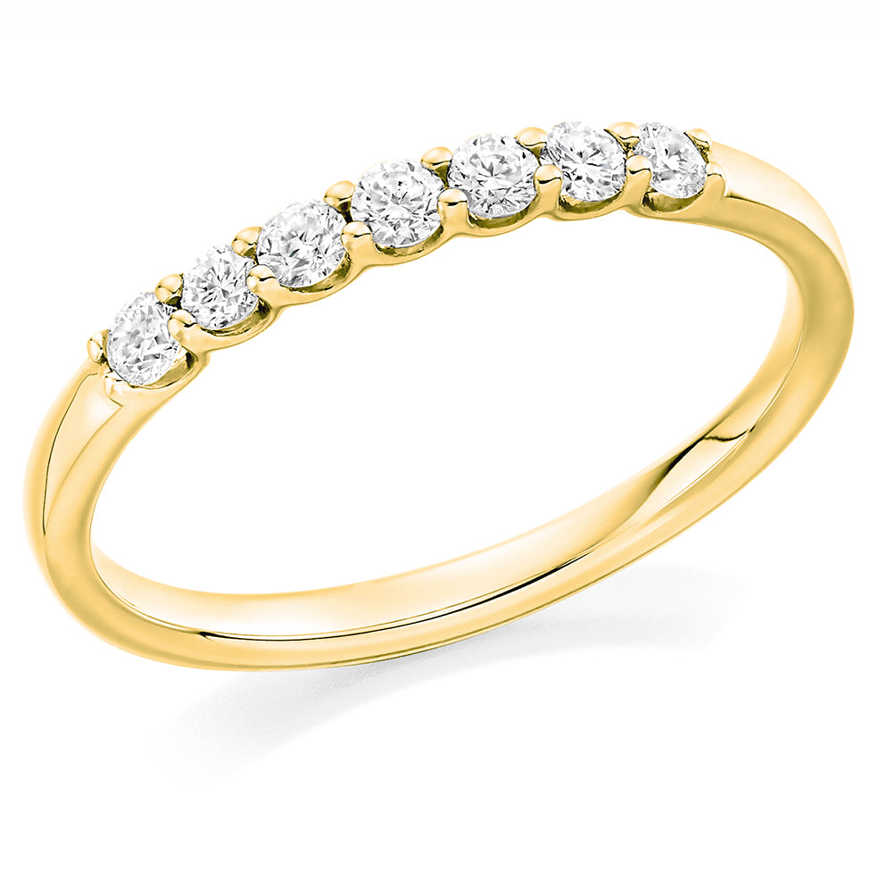 Claw-Set Diamond Half Eternity Ring, 0.25ct in Yellow Gold