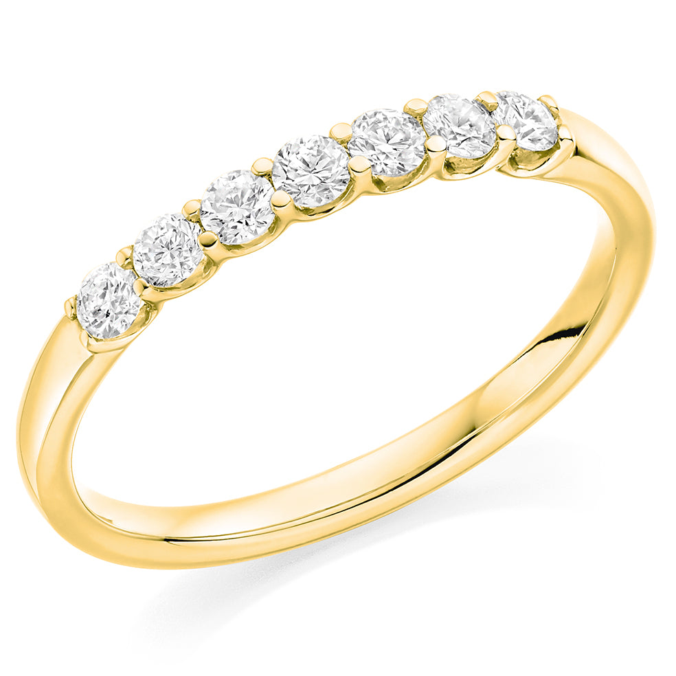 Claw-Set Diamond Half Eternity Ring B, 0.33ct in Yellow Gold