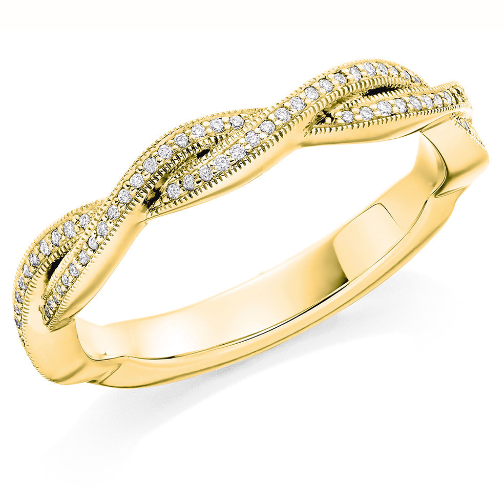 Curved Grain-Set Diamond Half Eternity Ring, 0.12ct in Yellow Gold