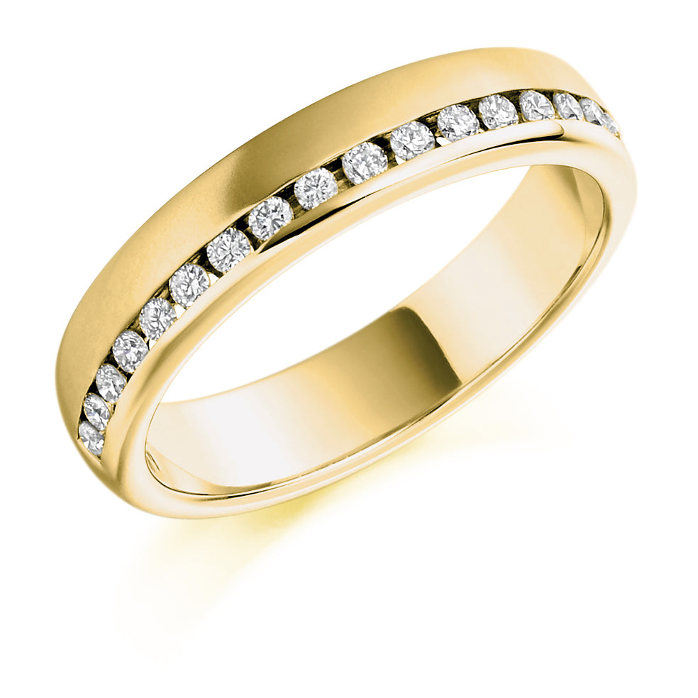 Offset Channel-Set Half Eternity Ring, 0.25ct total (HET1124) in Yellow Gold