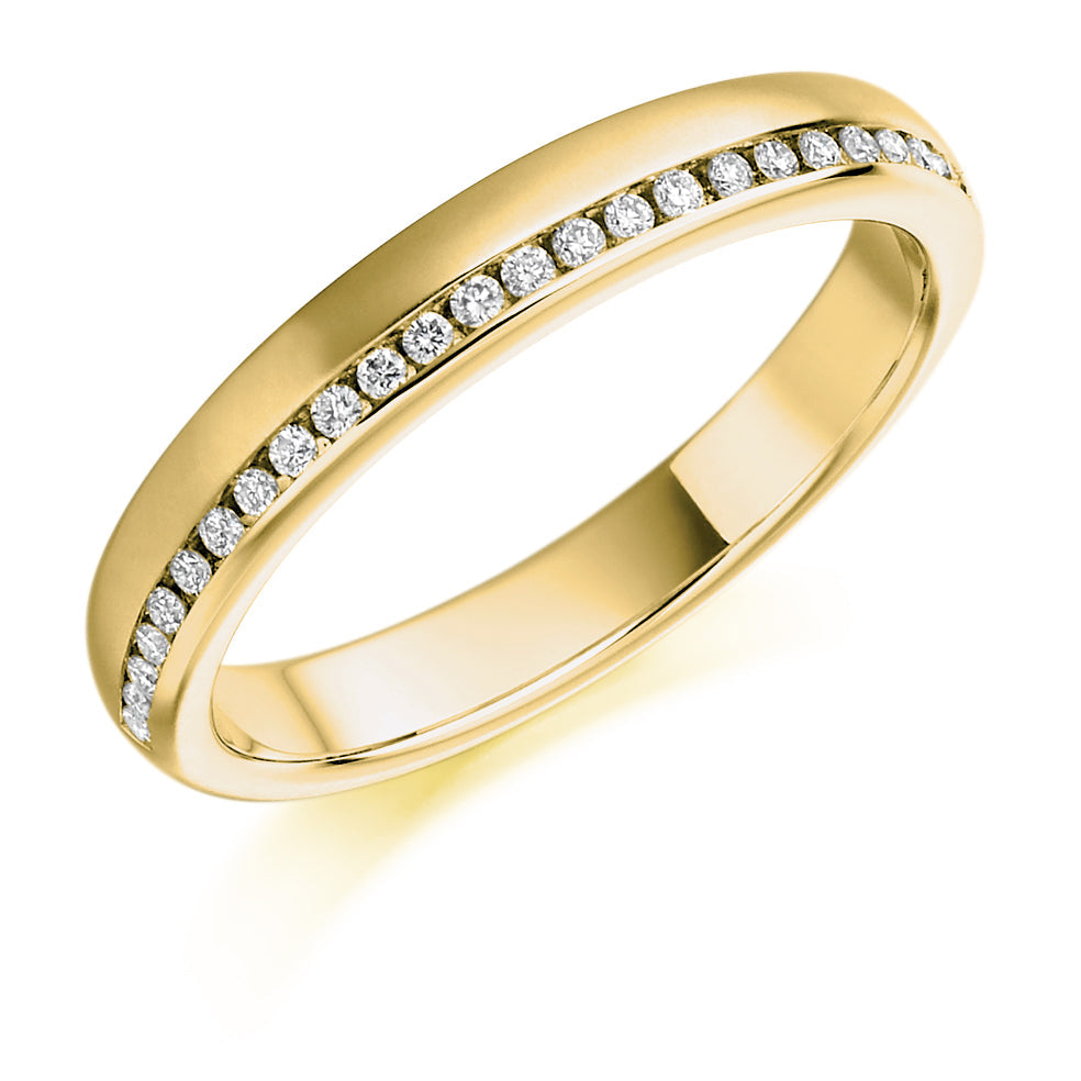 Offset Channel-Set Half Eternity Ring, 0.12ct total (HET1127) in Yellow Gold
