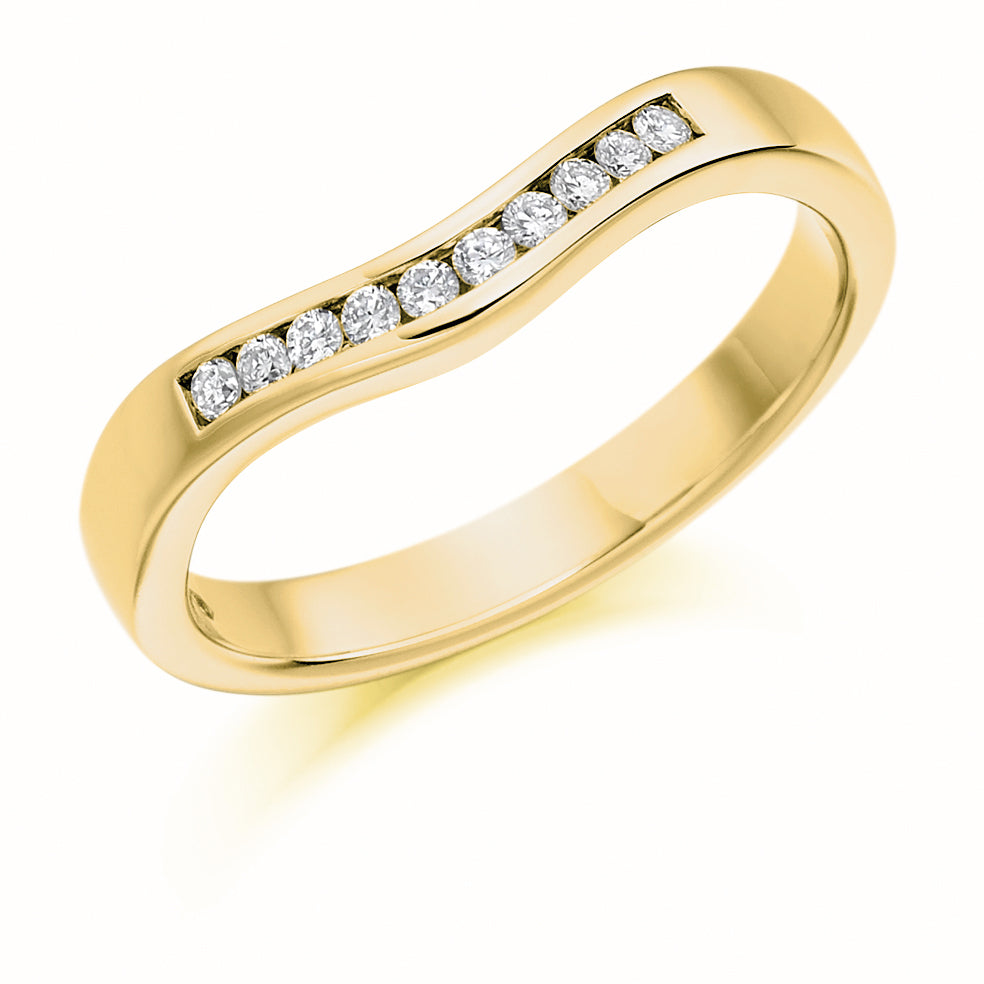 Shaped Channel-Set Half Eternity Ring, 0.12ct total in Yellow Gold