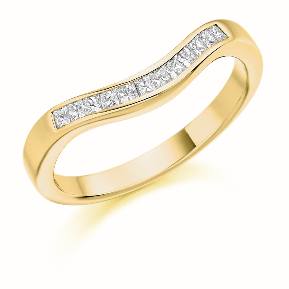 Shaped Channel-Set Half Eternity Ring, 0.25ct total in Yellow Gold