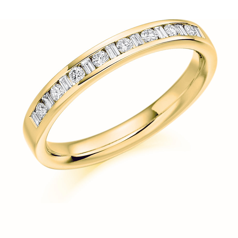 Channel-Set Half Eternity Ring, 0.25ct total (HET1143) in Yellow Gold