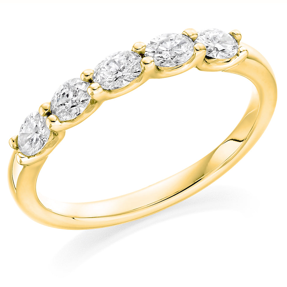 Claw-Set Diamond Half Eternity Ring, 0.5ct in Yellow Gold
