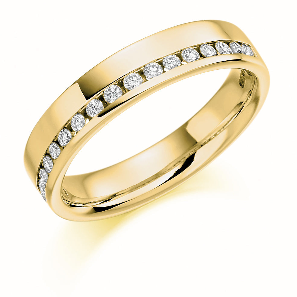 Offset Channel-Set Half Eternity Ring, 0.25ct total (HET1149) in Yellow Gold