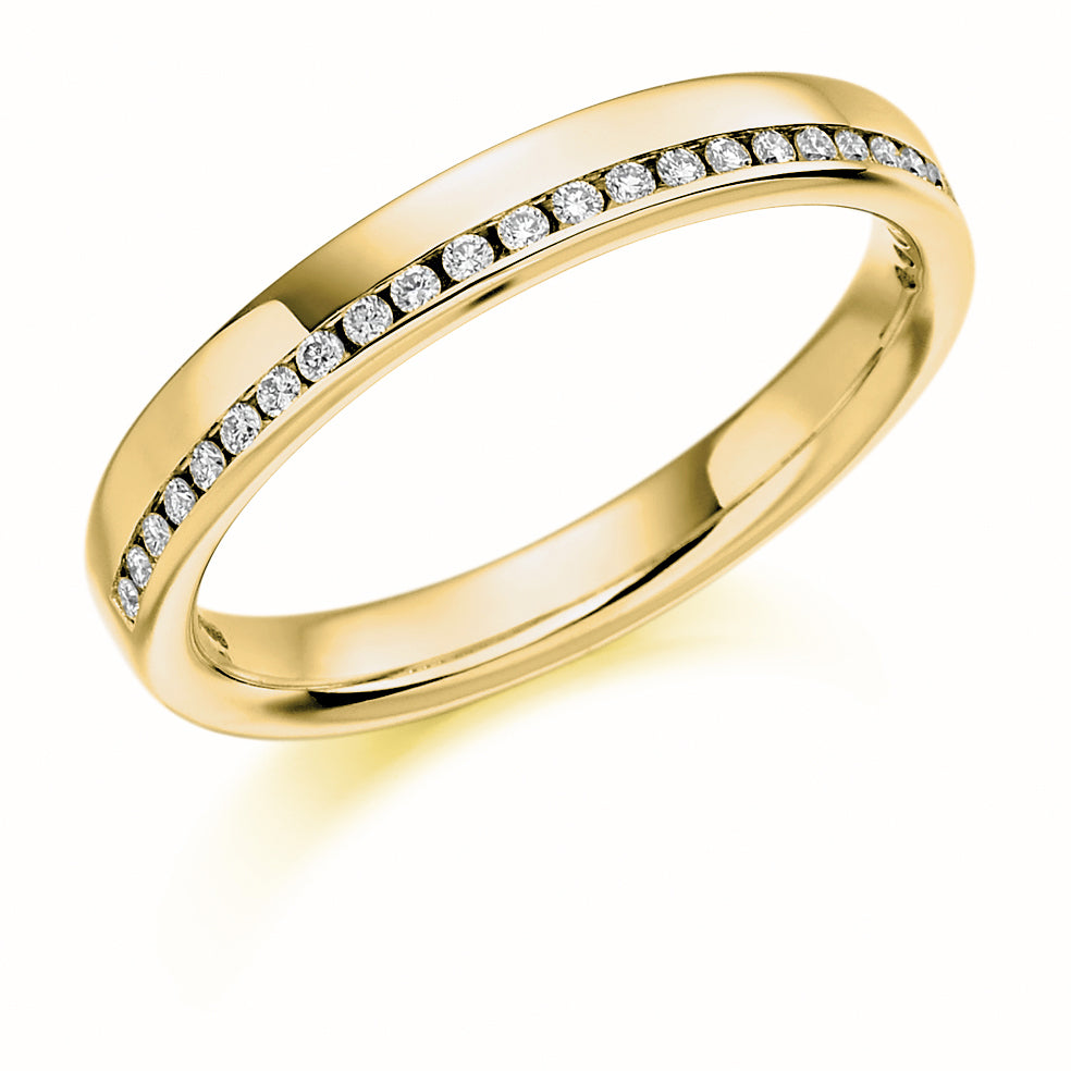 Offset Channel-Set Half Eternity Ring, 0.12ct total in Yellow Gold