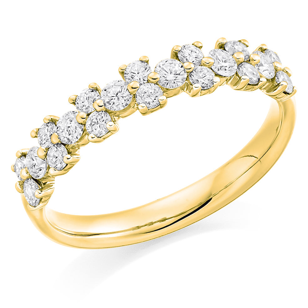 Claw-Set Half Eternity Ring, 0.6ct total in Yellow Gold
