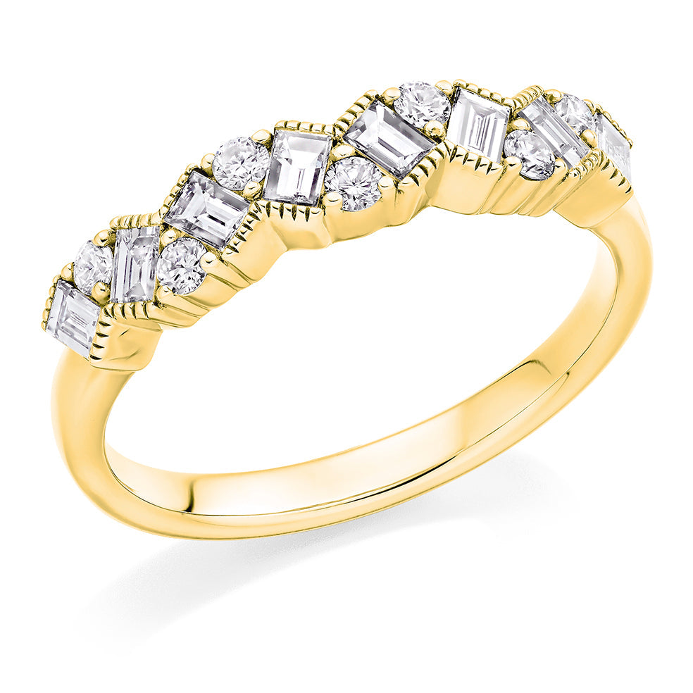 Curved Claw-Set Diamond Half Eternity Ring, 0.6ct in Yellow Gold