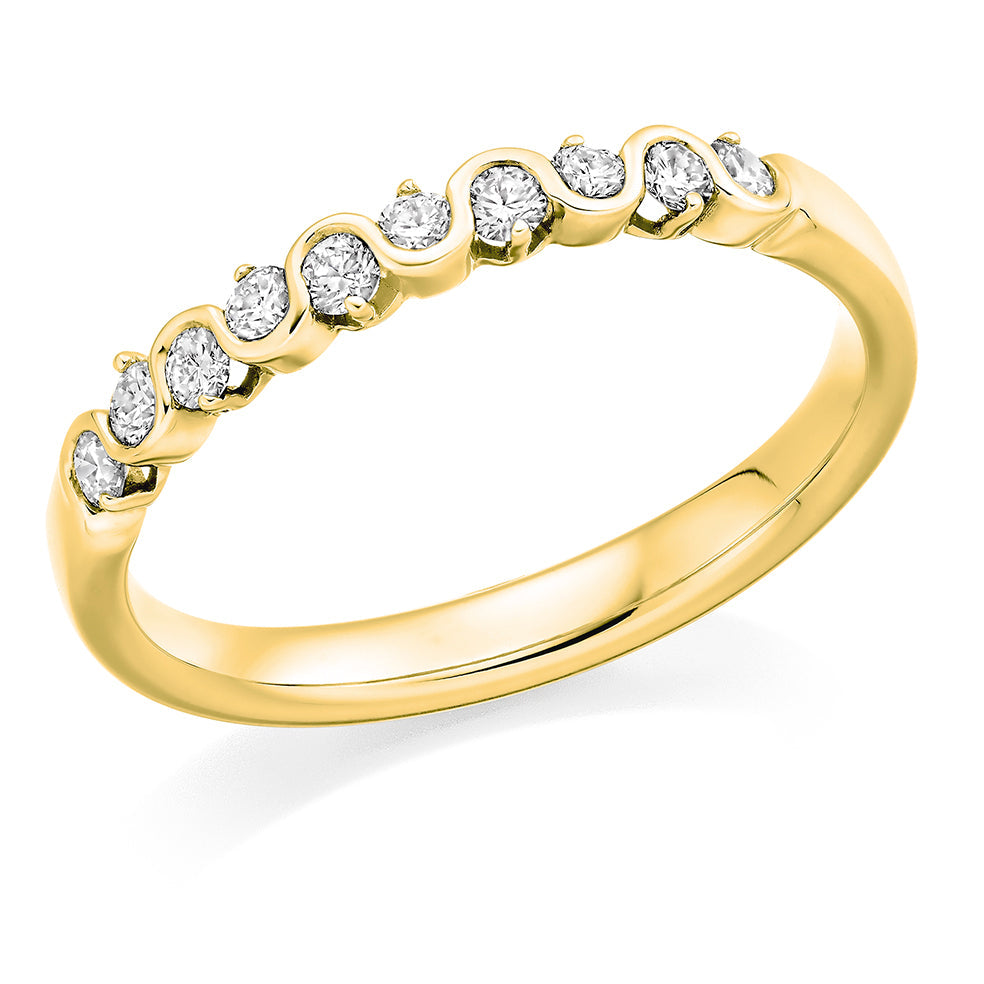 Rubover Diamond Half Eternity Ring, 0.4ct in Yellow Gold