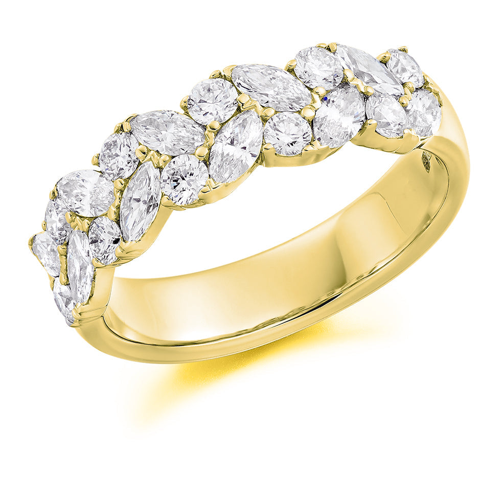 Claw-Set Diamond Half Eternity Ring, 1.2ct in Yellow Gold