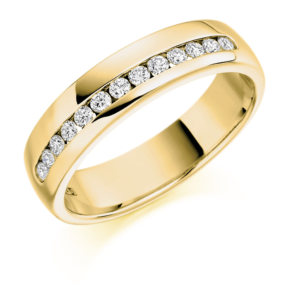 Offset Channel-Set Half Eternity Ring, 0.25ct total (HET1176) in Yellow Gold