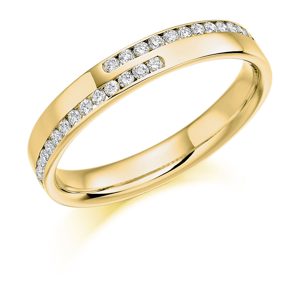 Offset Channel-Set Half Eternity Ring, 0.25ct total (HET1177) in Yellow Gold