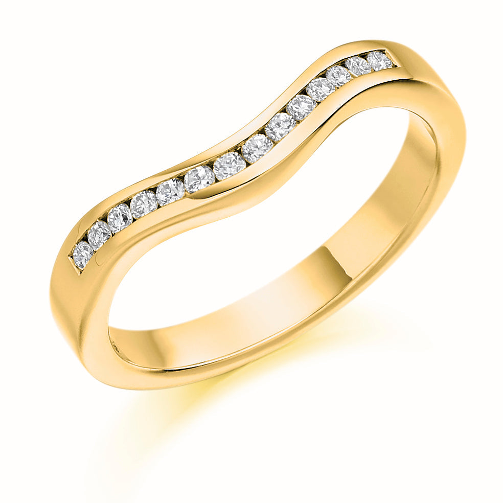 Shaped Channel-Set Half Eternity Ring, 0.16ct total in Yellow Gold