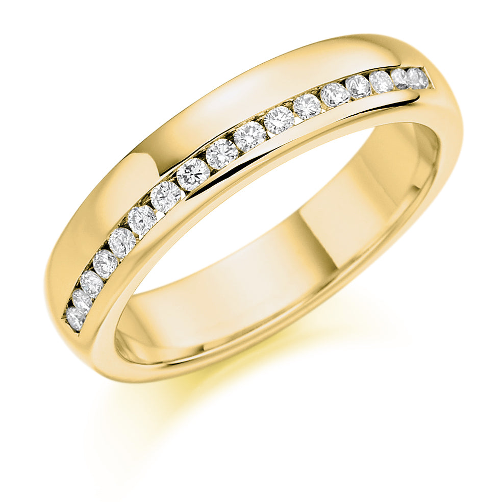 Offset Channel-Set Half Eternity Ring, 0.2ct total in Yellow Gold