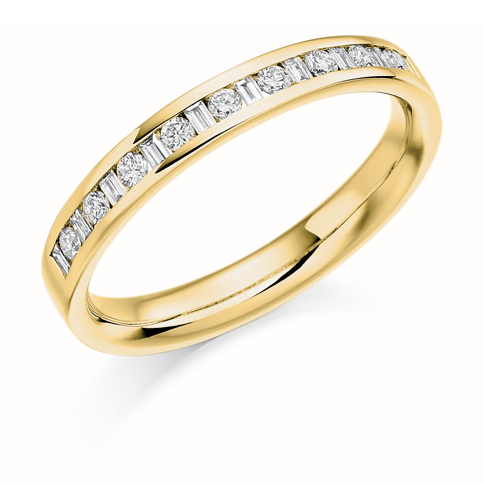 Channel-Set Half Eternity Ring, 0.25ct total (HET1188) in Yellow Gold