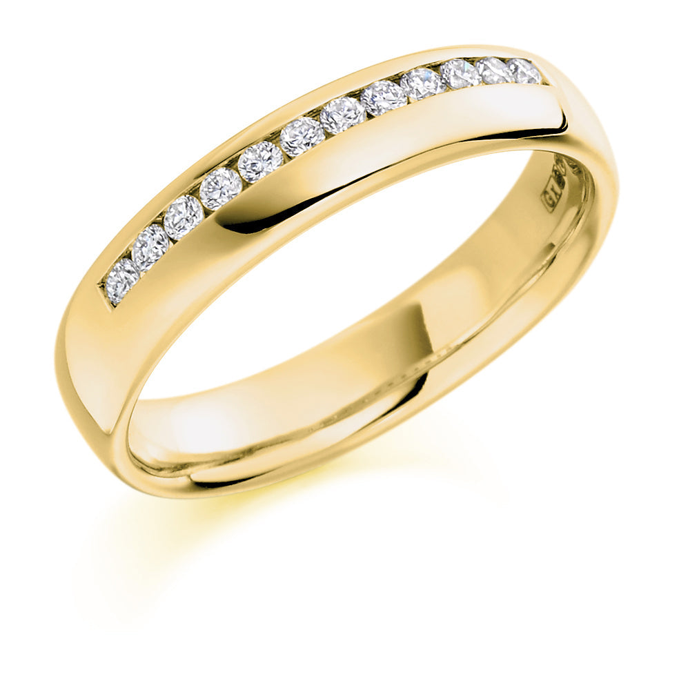 Offset Channel-Set Half Eternity Ring, 0.2ct total (HET1192) in Yellow Gold