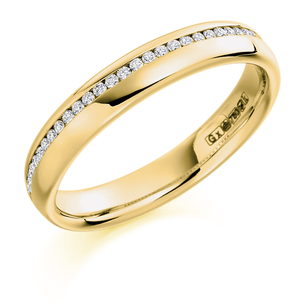 Offset Channel-Set Half Eternity Ring, 0.15ct total in Yellow Gold