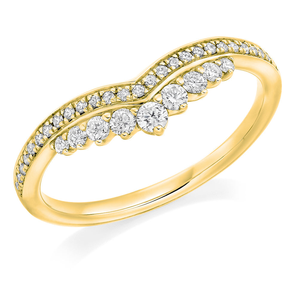 Curved Claw-Set Diamond Half Eternity Ring, 0.3ct in Yellow Gold