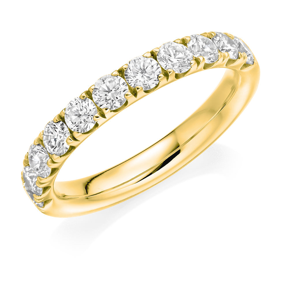 Micro-Claw Diamond Half Eternity Ring, 1.0ct in Yellow Gold