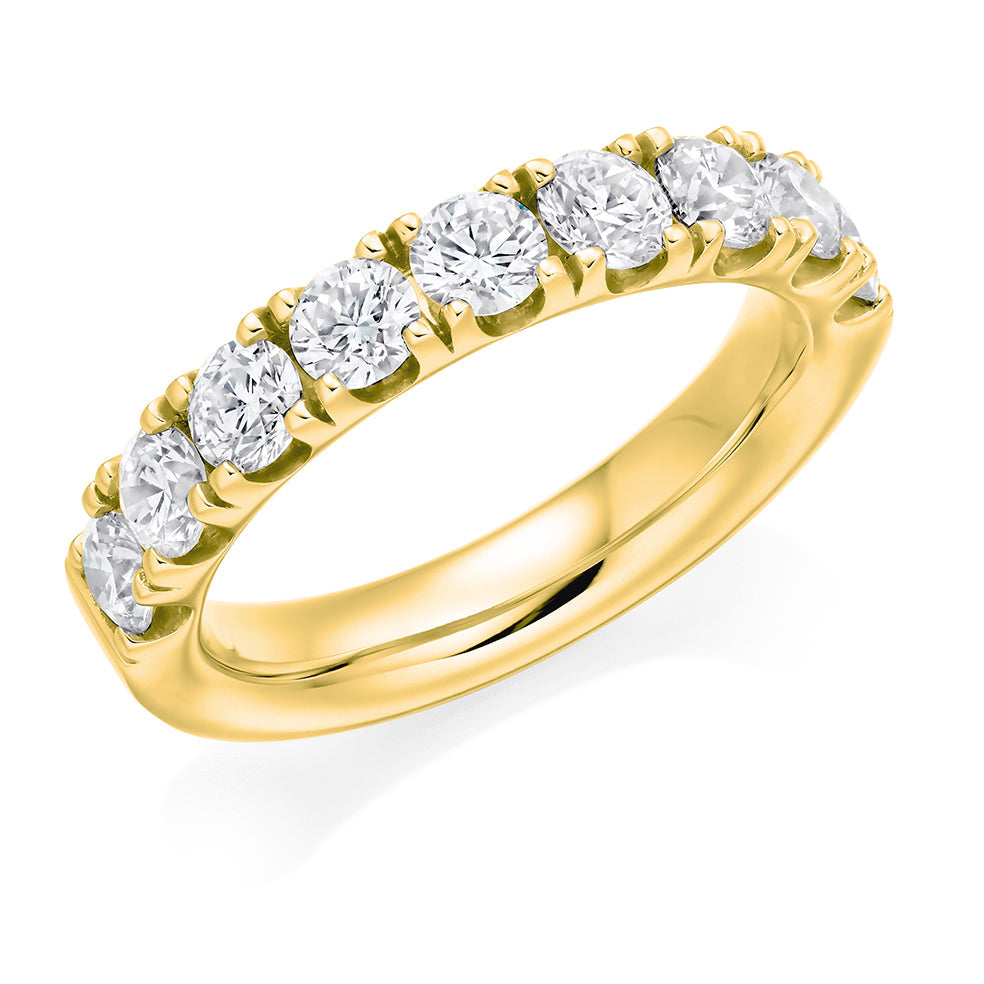 Micro-Claw Diamond Half Eternity Ring, 1.5ct in Yellow Gold