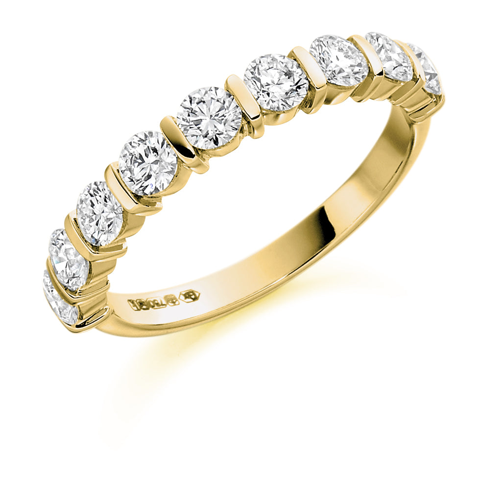 Bar-Set Half Eternity Ring, 1.0ct total (HET1222) in Yellow Gold