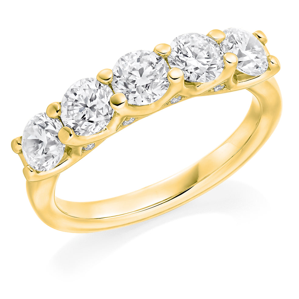Claw-Set Diamond Half Eternity Ring, 1.7ct in Yellow Gold