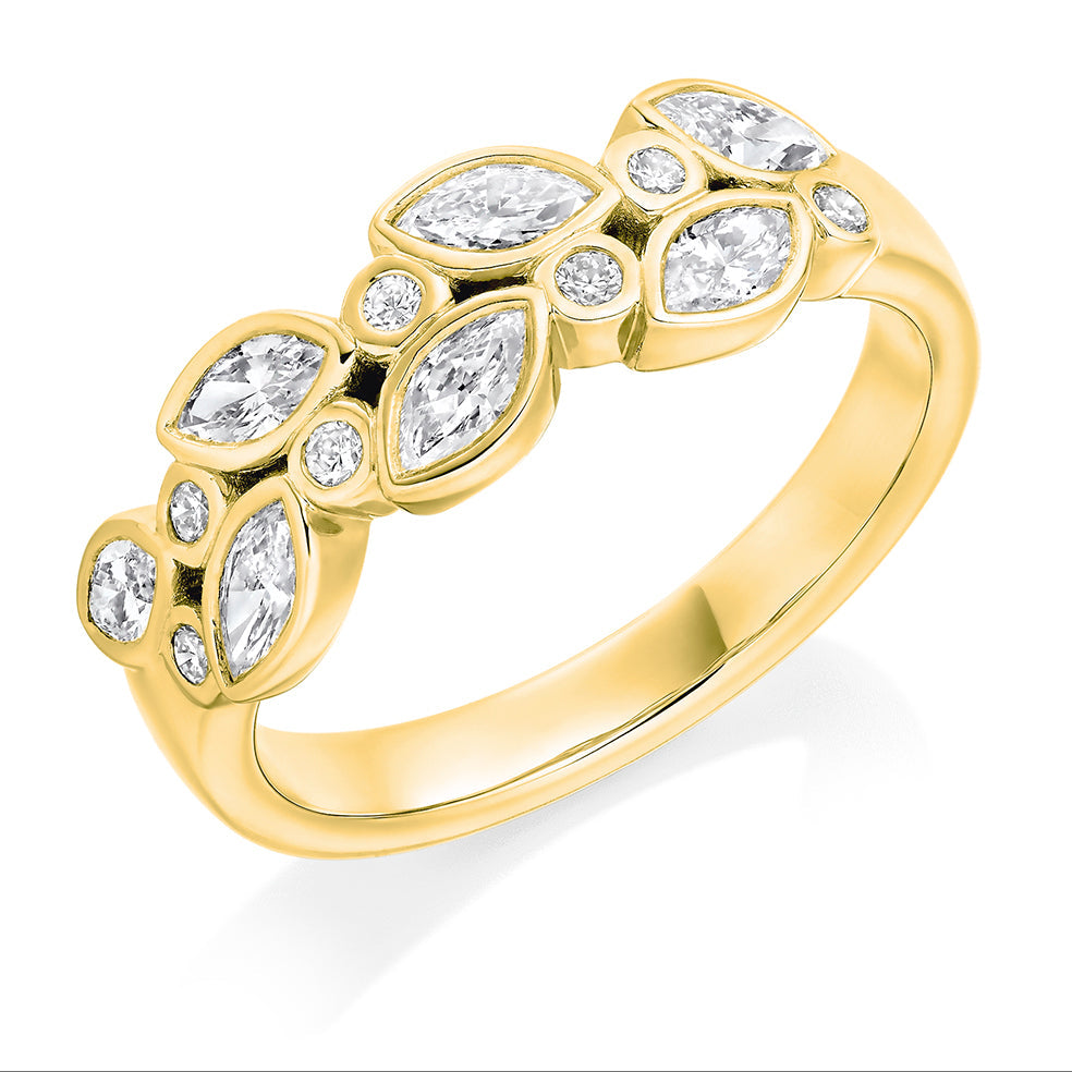 Rubover Diamond Half Eternity Ring, 0.8ct in Yellow Gold