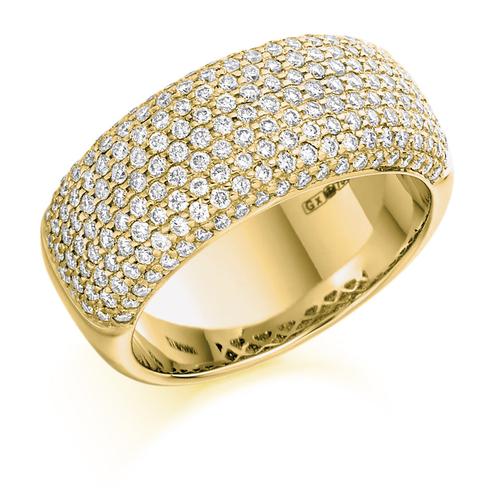 Pavé-Set Half Eternity Ring, 1.0ct total in Yellow Gold