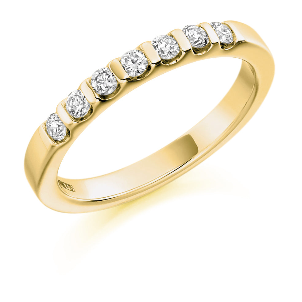 Bar-Set Half Eternity Ring, 0.3ct total in Yellow Gold