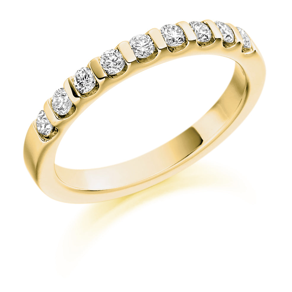 Bar-Set Half Eternity Ring, 0.4ct total in Yellow Gold