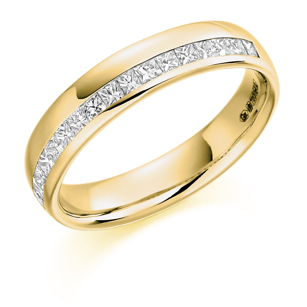 Offset Channel-Set Half Eternity Ring, 0.4ct total (HET1315) in Yellow Gold