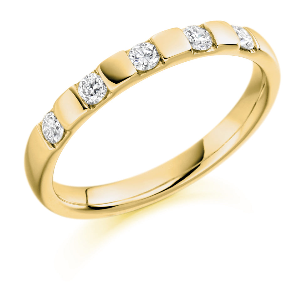 Bar-Set Half Eternity Ring, 0.25ct total (HET1373) in Yellow Gold