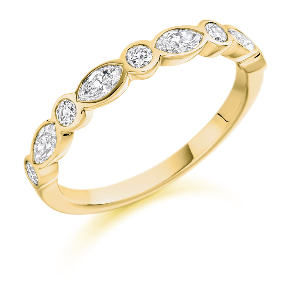 Rubover Half Eternity Ring, 0.45ct total in Yellow Gold
